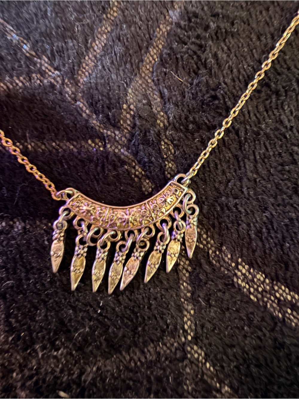 Catherine Popesco Gold-Tone Floral Fringe Crescent Necklace